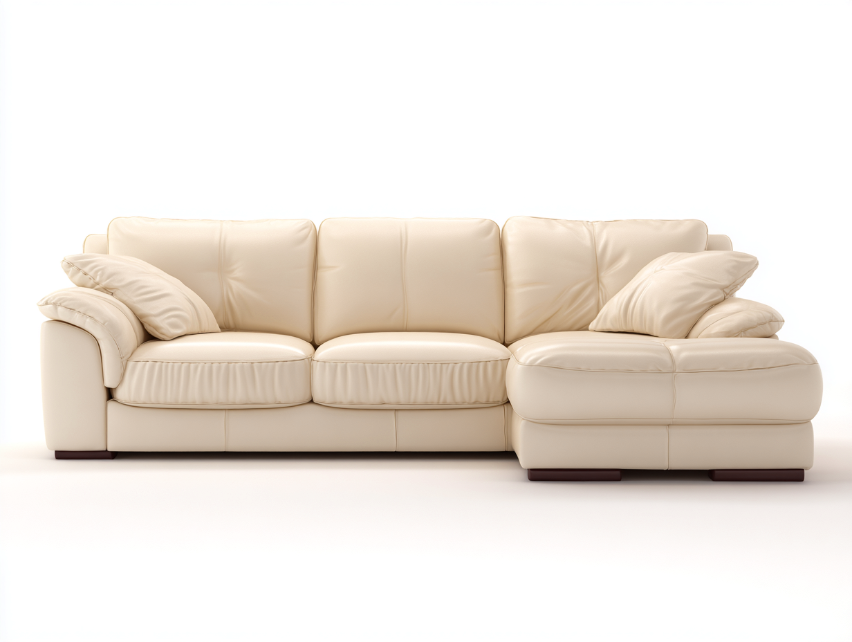 Sofás rinconeros tapizados en cuero sintético 275 x 165 x 88 cm color crema - sofá esquinero para salón - diseño moderno cómodo-Nookgoden