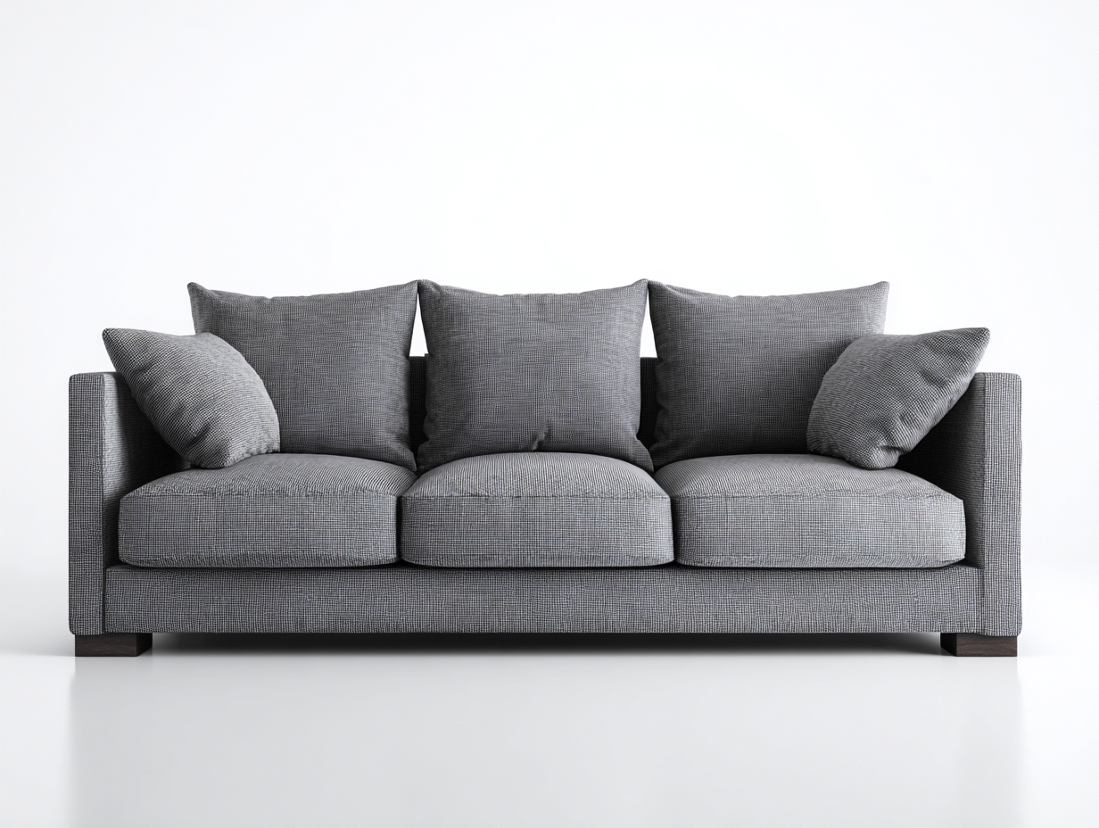 Sofás 3 plazas tapizado de cuero sintético 200x90x90 cm - gris - diseño moderno para salón-Nookgoden