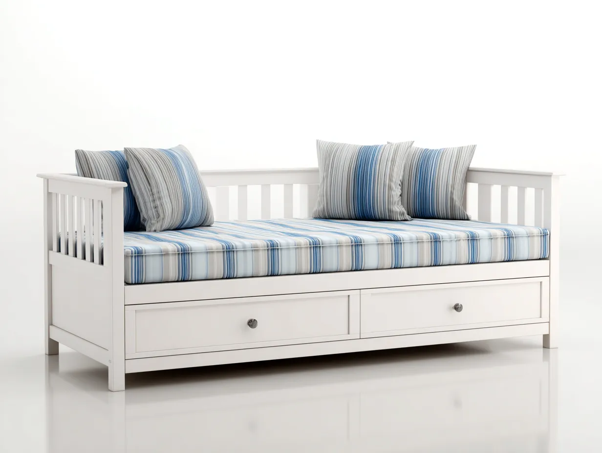 Schlafsofa - Holz-Stoff - 213 x 97 x 86 cm - Weiß - Moderner Stil-Oakgetyard