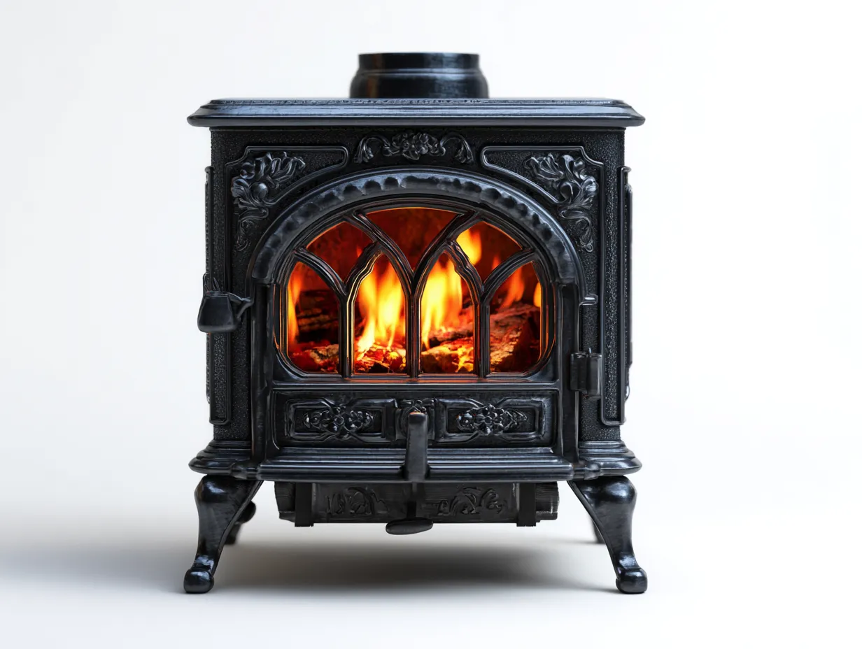 Kamin-Gusseisen-57 x 44 x 73 cm-Schwarz-Klassischer Stil-Oakgetyard