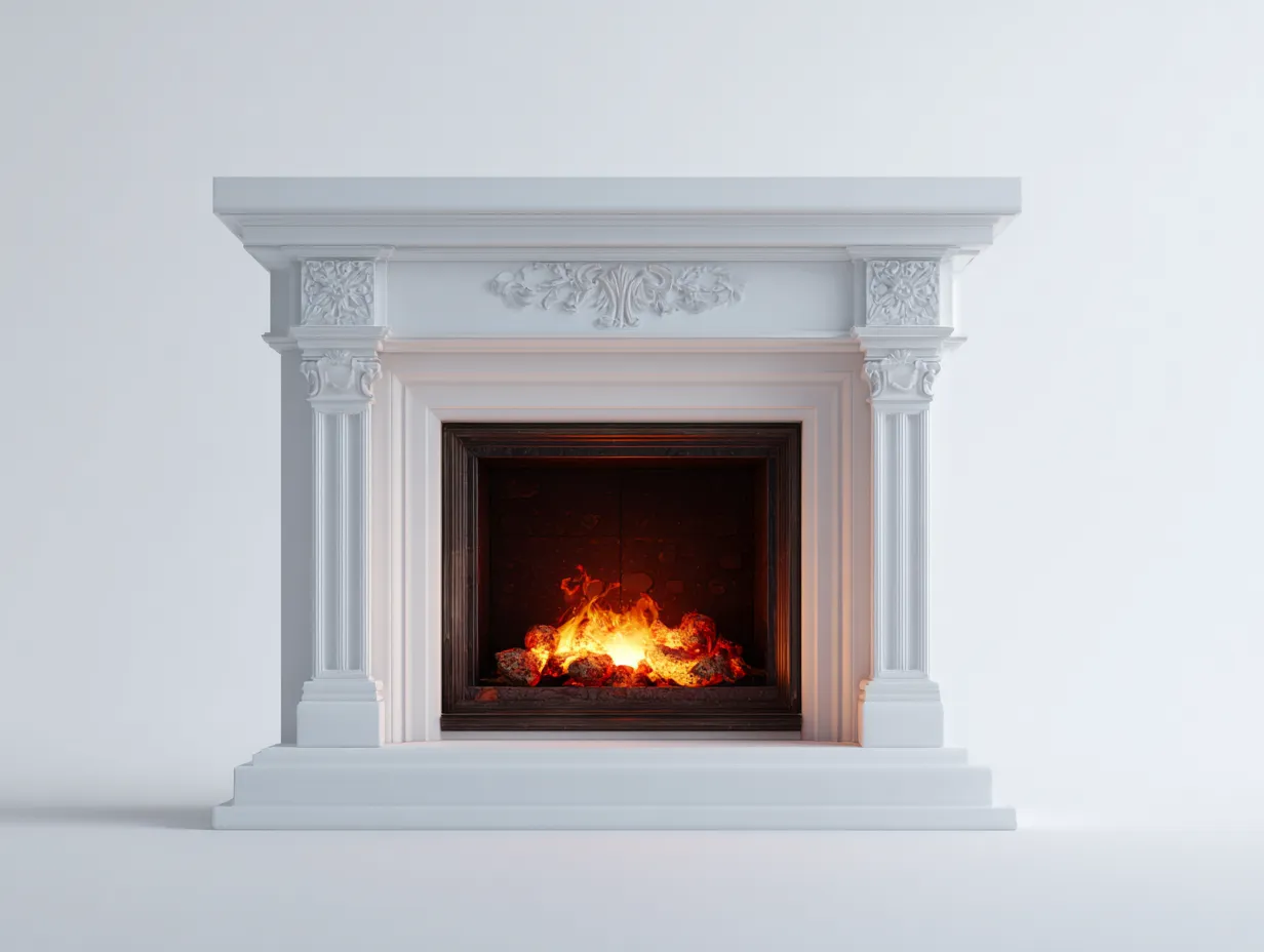 Kamin-Holzwerkstoff-Stahl-120 x 35 x 100 cm-Weiß-Klassischer Stil-Oakgetyard