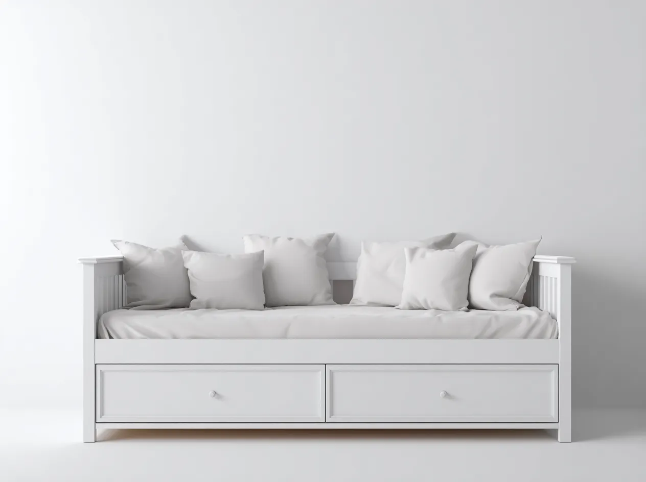 Schlafsofa - Holz-Stoff - 211 x 96 x 85 cm - Weiß - Klassischer Stil-Oakgetyard