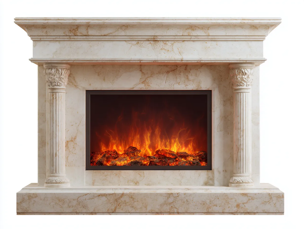 Kamin-Marmor-Stahl-142 x 40 x 108 cm-Beige-Klassischer Stil-Oakgetyard