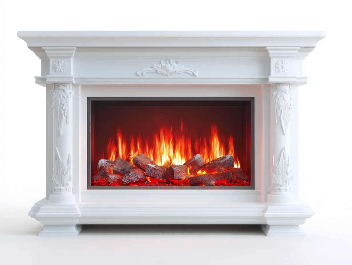 Kamin-Holzwerkstoff-Stahl-136 x 36 x 104 cm-Weiß-Klassischer Stil-Oakgetyard