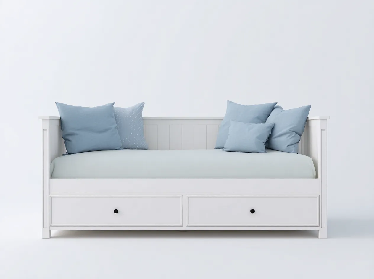 Schlafsofa - Holz-Stoff - 215 x 97 x 84 cm - Weiß - Moderner Stil-Oakgetyard