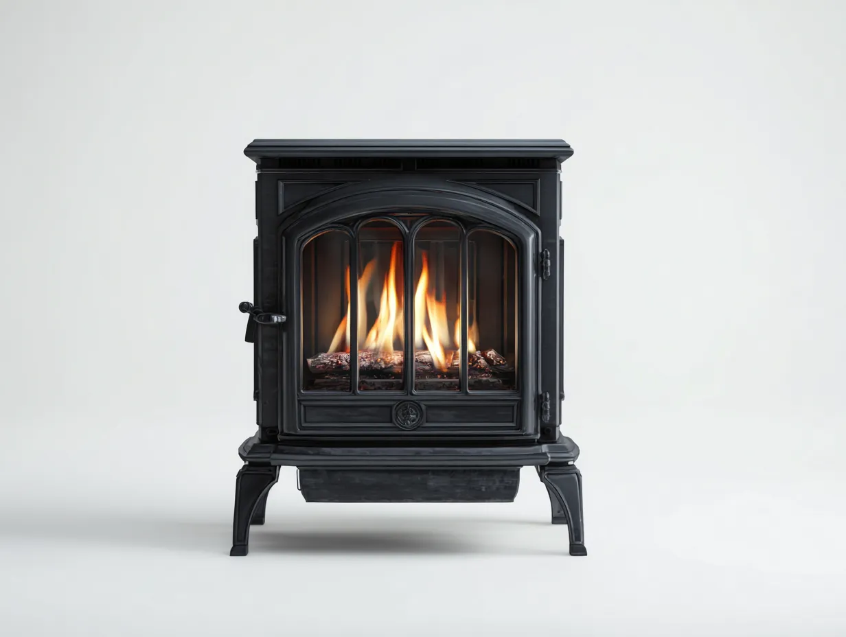 Kamin-Gusseisen-62 x 48 x 76 cm-Schwarz-Klassischer Stil-Oakgetyard