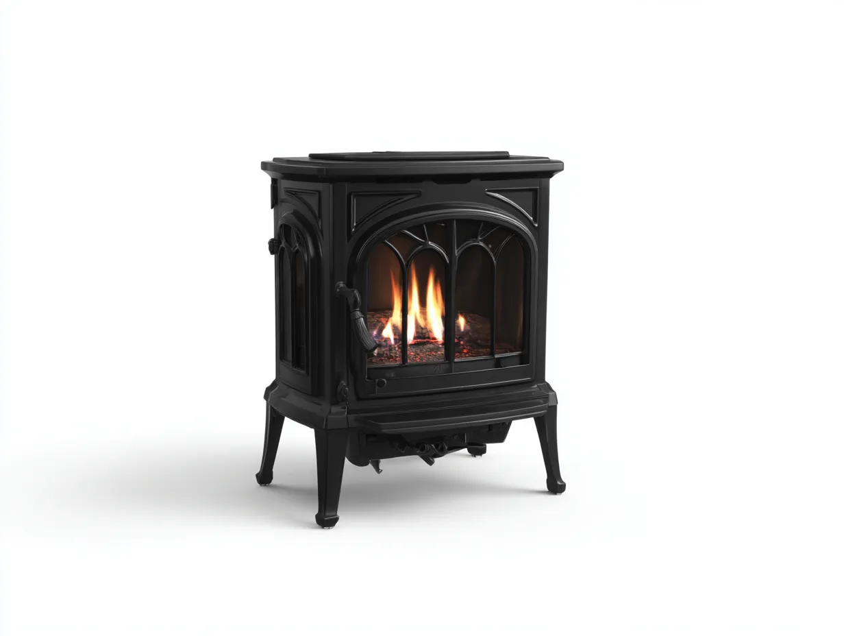 Kamin-Gusseisen-55 x 42 x 71 cm-Schwarz-Klassischer Stil-Oakgetyard
