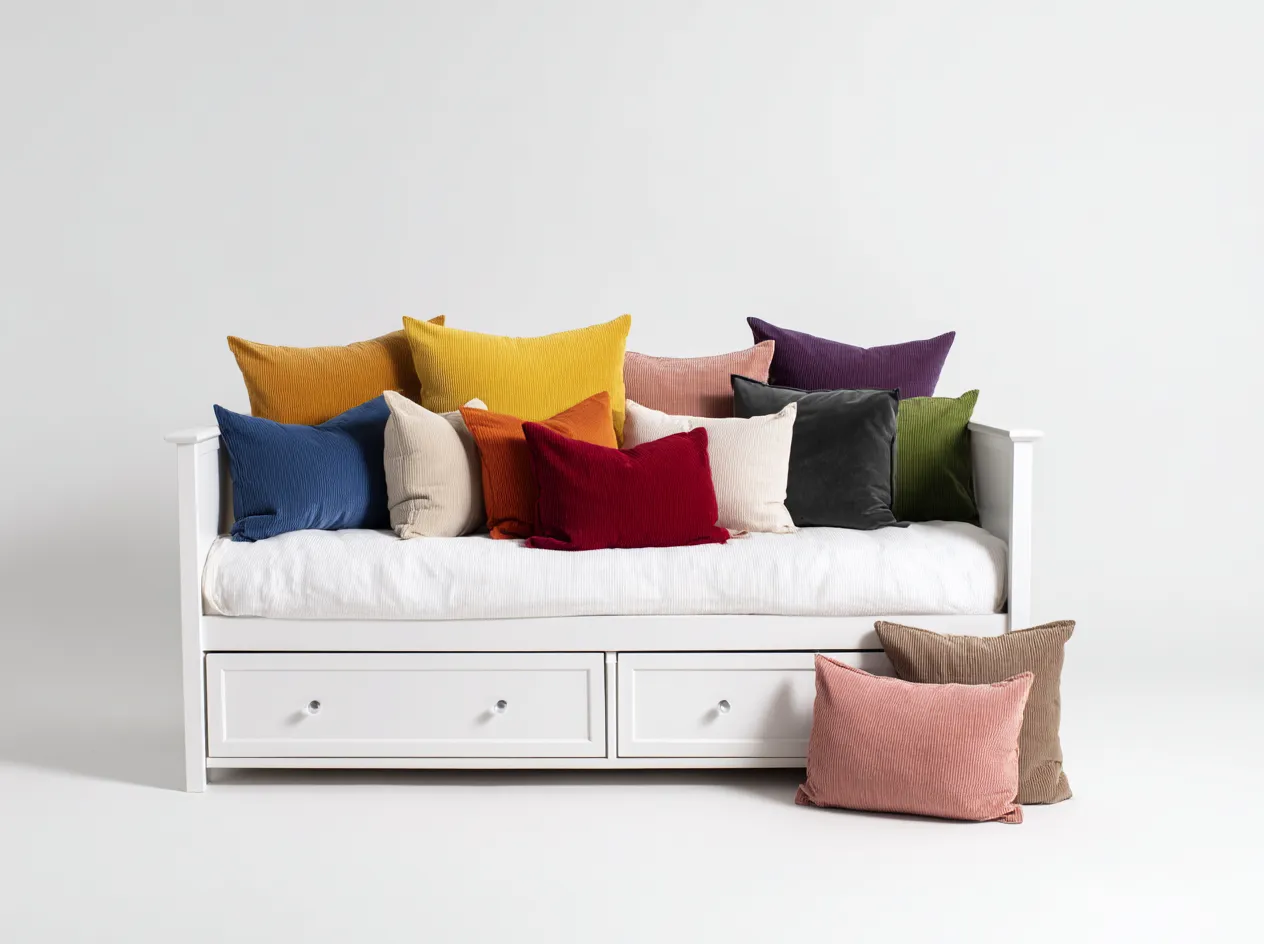 Schlafsofa - Holz-Stoff - 218 x 100 x 86 cm - Weiß - Moderner Stil-Oakgetyard