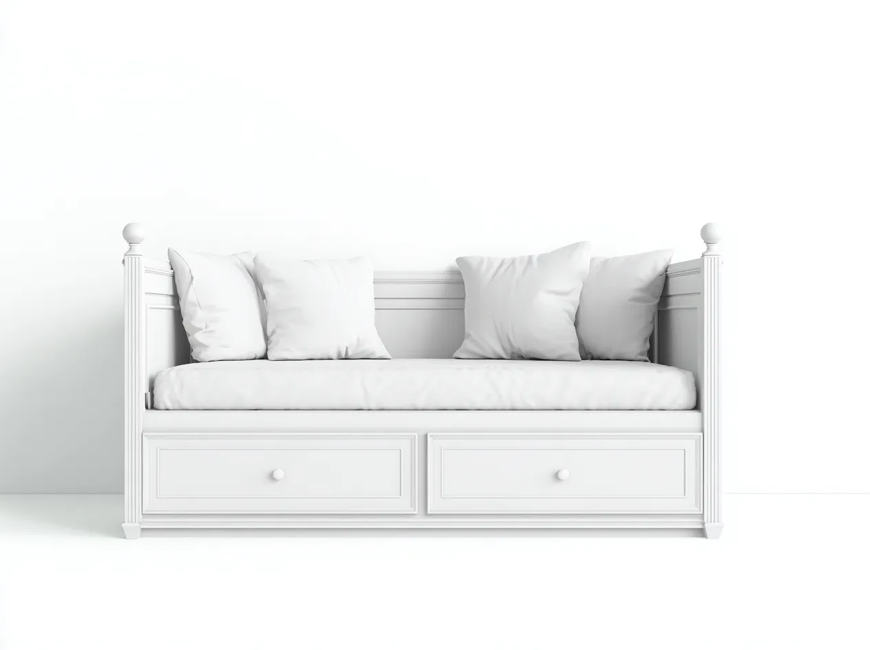 Schlafsofa - Holz-Stoff - 214x98x92 cm - Weiß - Klassischer Stil-Oakgetyard