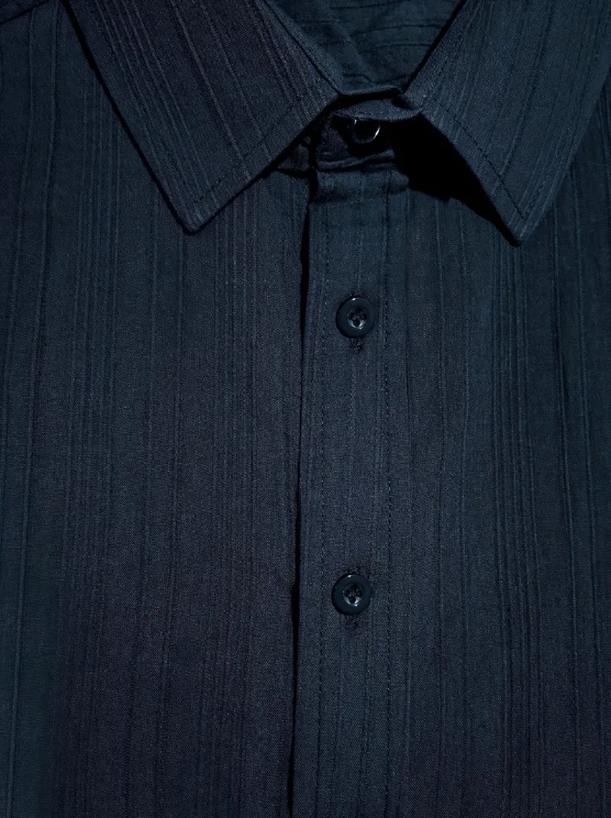 Men's casual cotton striped jacquard beach short-sleeve shirt