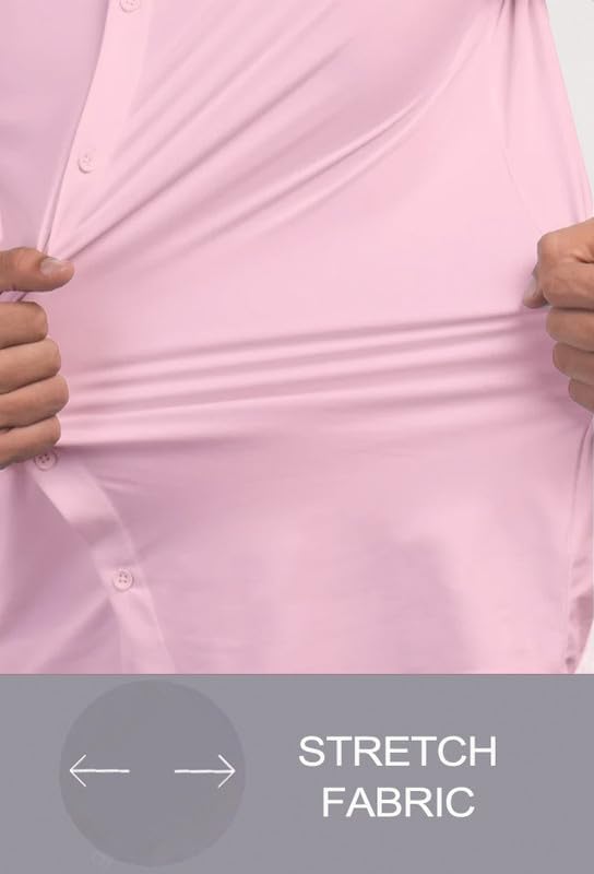 Men’s Muscle Fit Dress Shirts Athletic Slim Fit Short Sleeve Stretch Casual Button Down Shirt