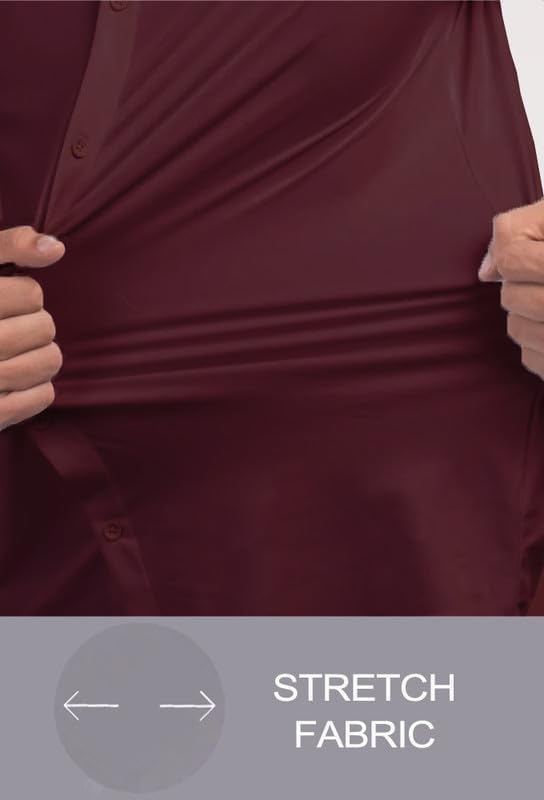 Men’s Muscle Fit Dress Shirts Athletic Slim Fit Short Sleeve Stretch Casual Button Down Shirt