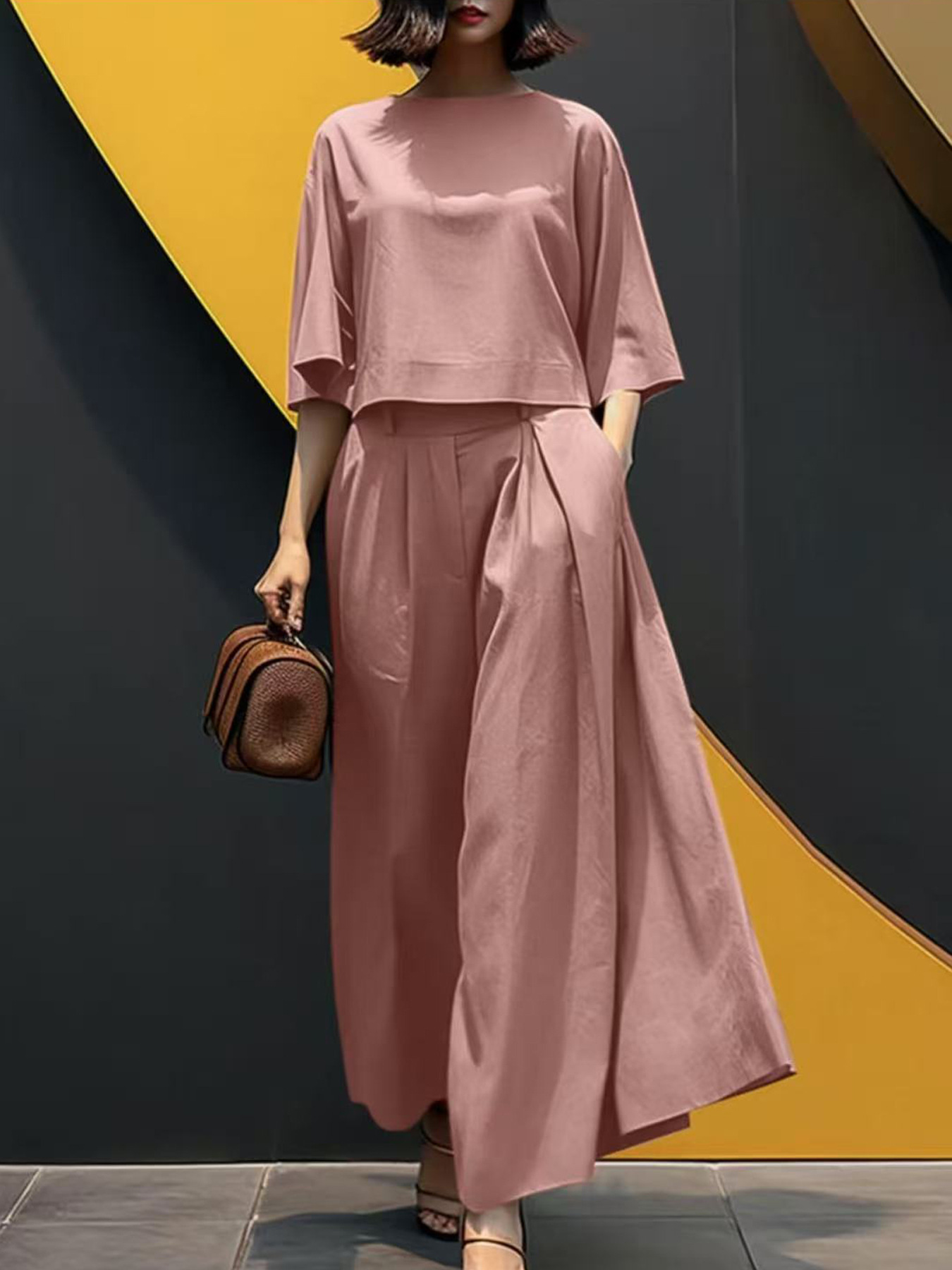 Fashion short-sleeved loose casual two-piece suit