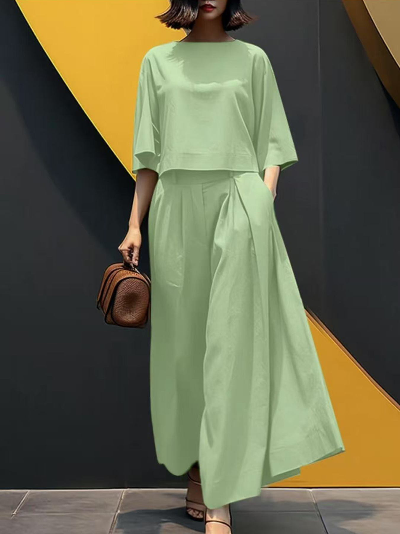 Fashion short-sleeved loose casual two-piece suit