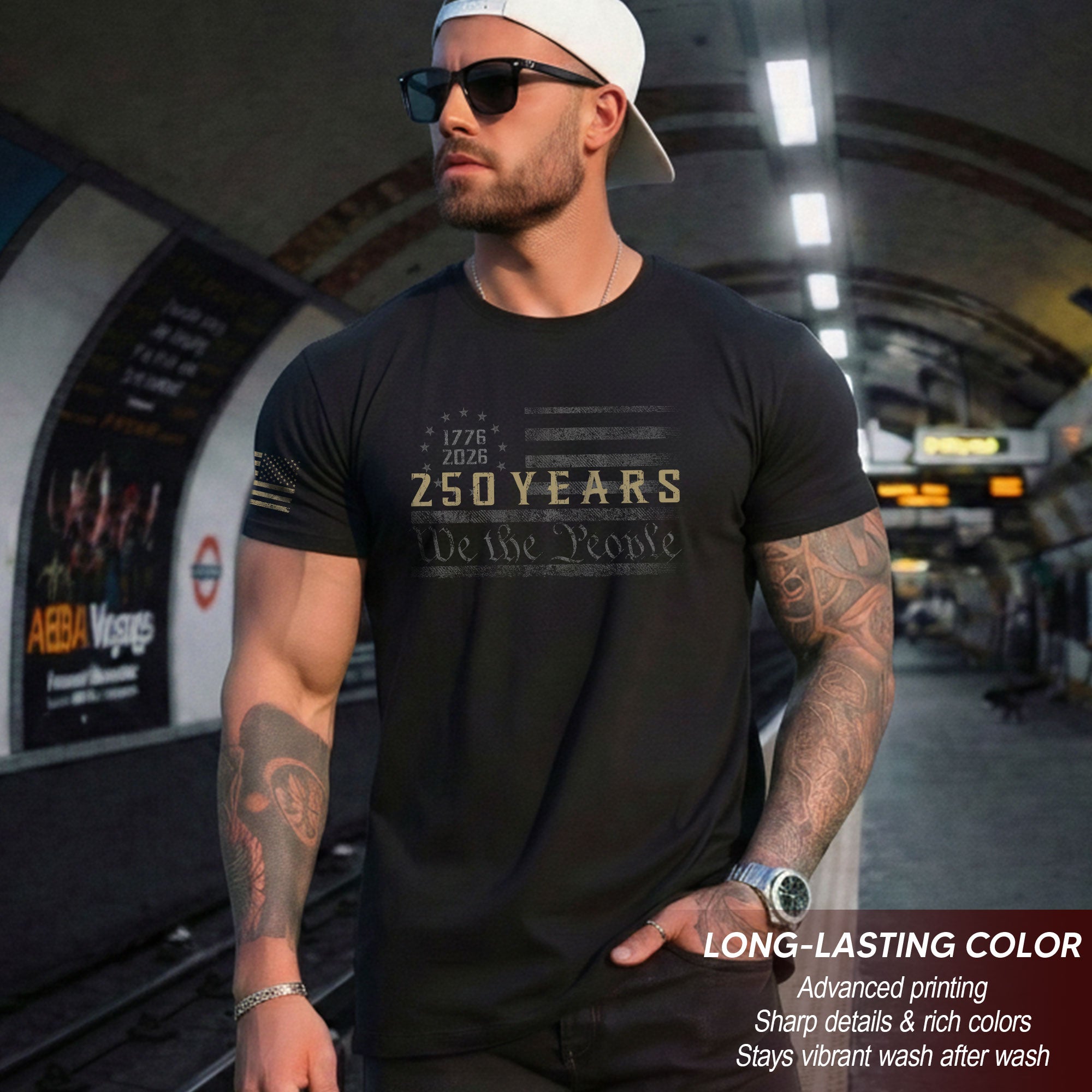 250 Years American Freedom T-Shirt – Minimal USA Flag 1776–2026 Tee