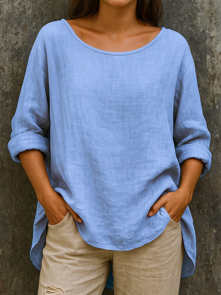 Women's Simple Solid Color Linen Shirt