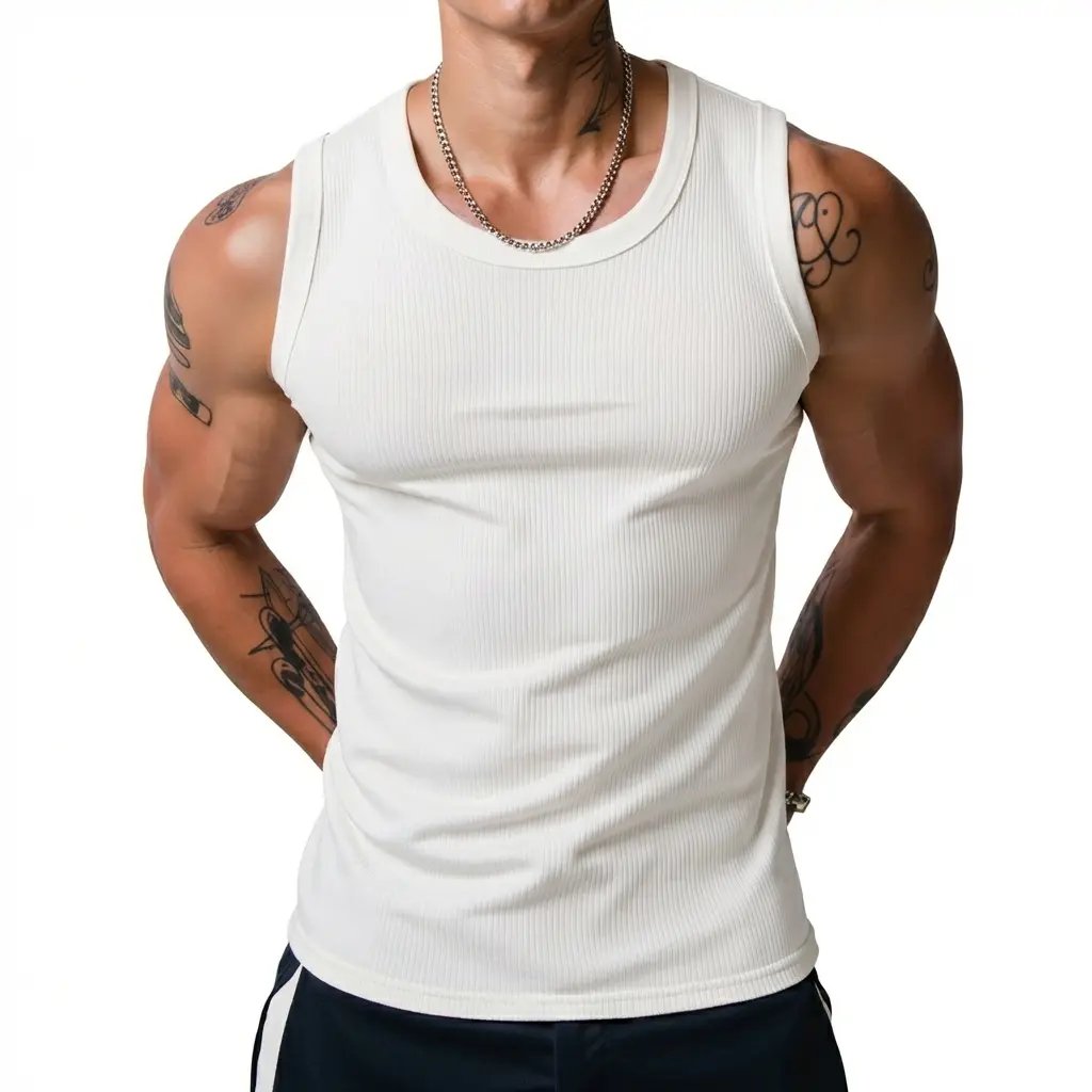 🔥Men's  Wide Strap Ribbed Tank Top