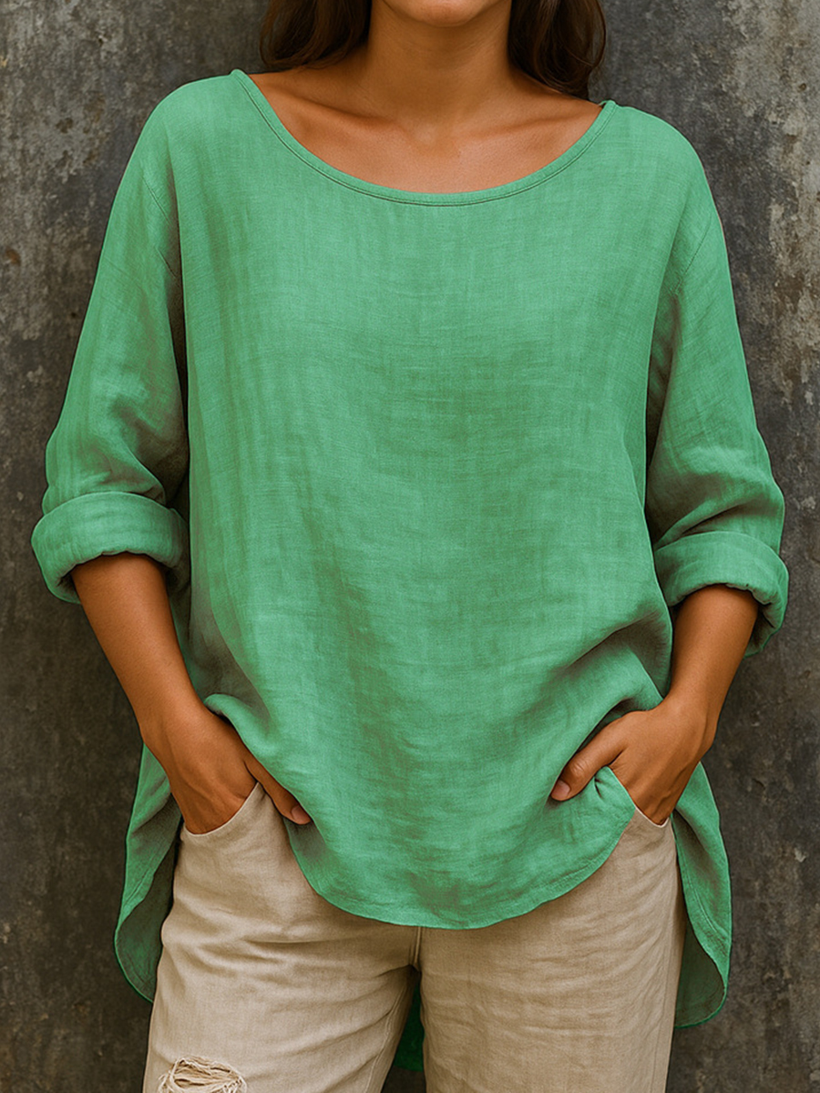 Women's Simple Solid Color Linen Shirt