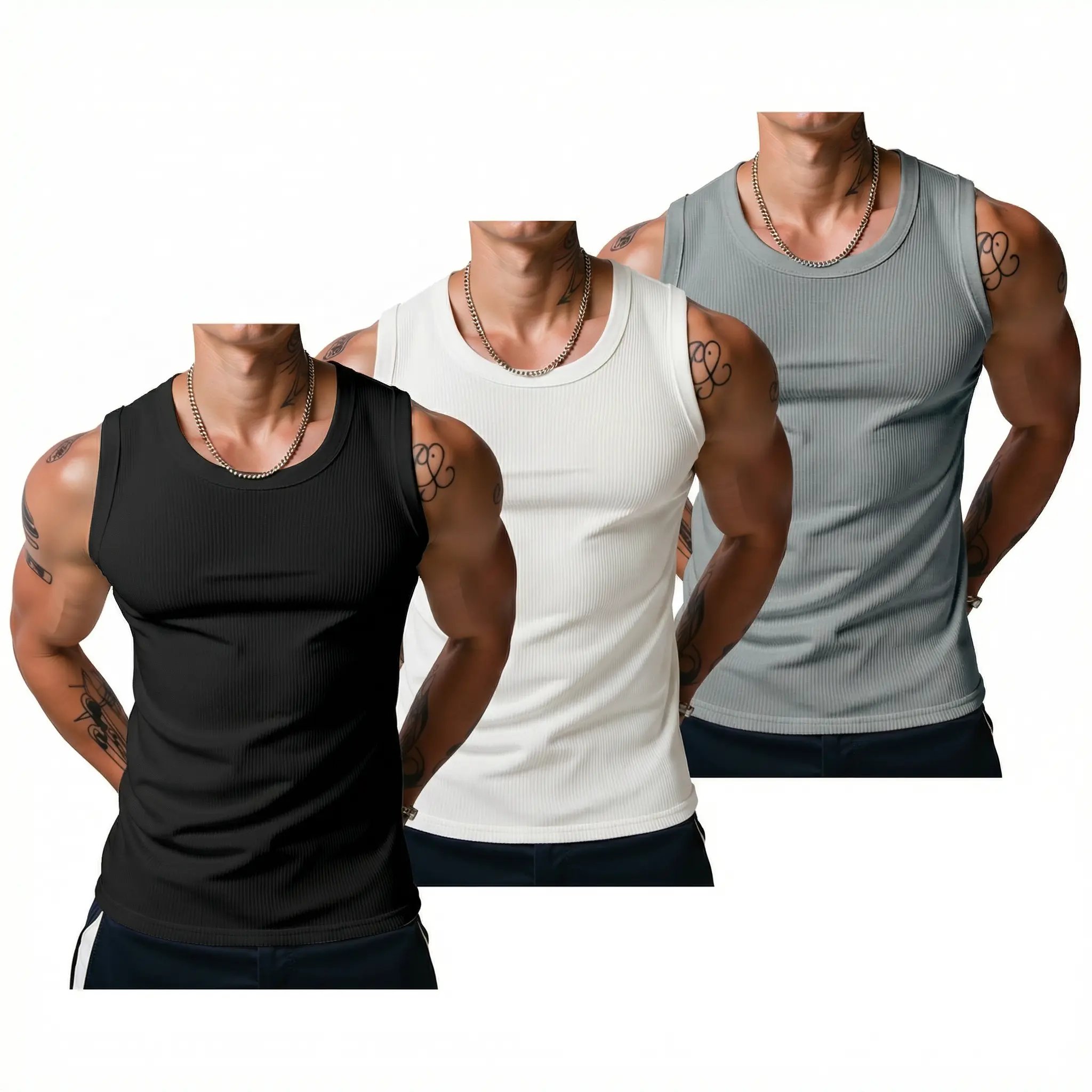 🔥Men's  Wide Strap Ribbed Tank Top