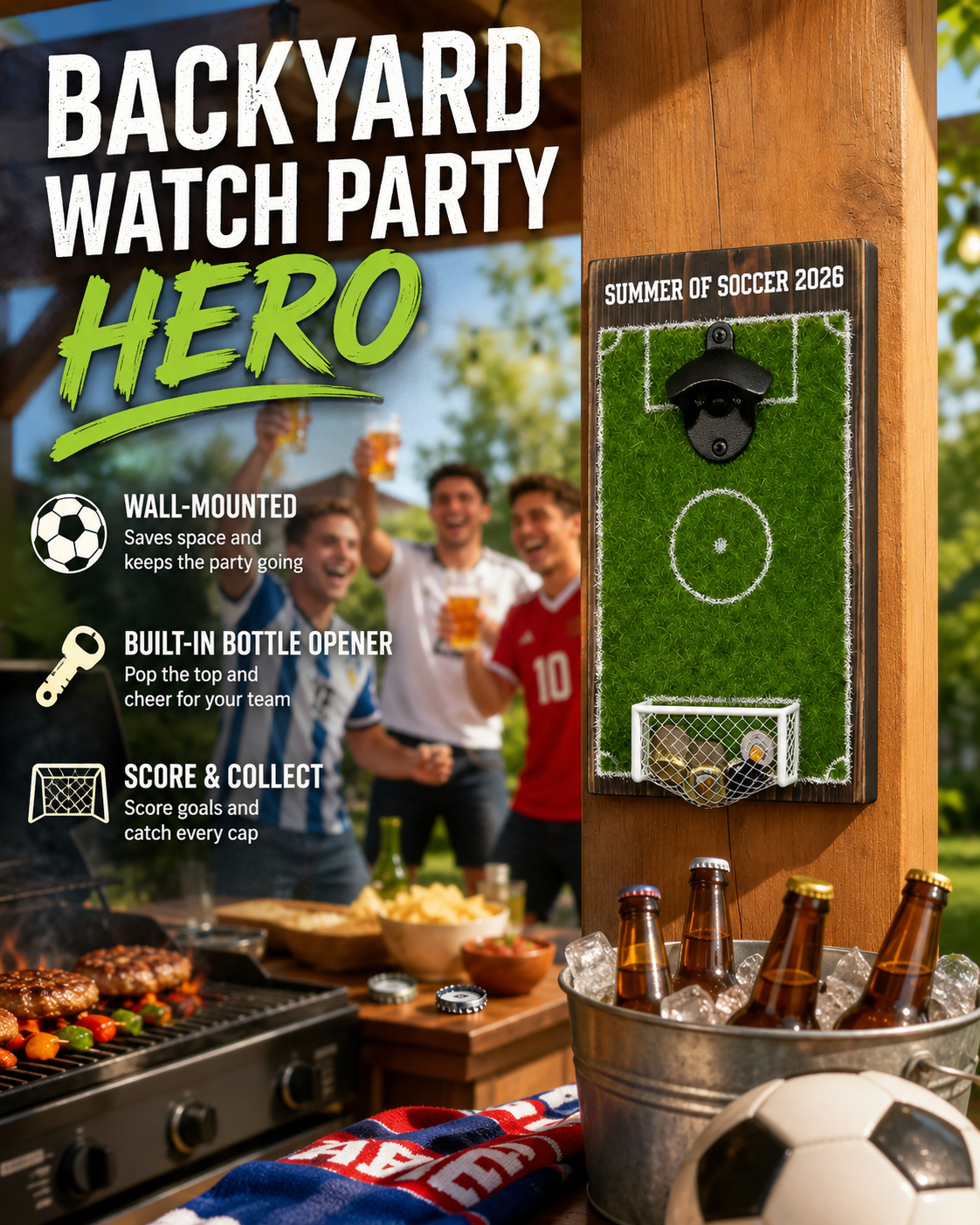 Soccer Field Bottle Opener – Football-Themed Beer Opener for Home Bar
