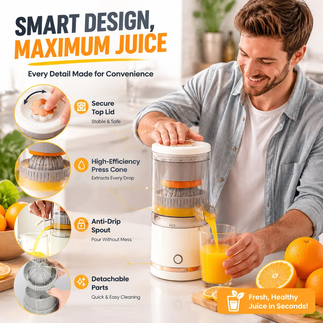 🍊 Lever-Press Automatic Electric Citrus Juicer
