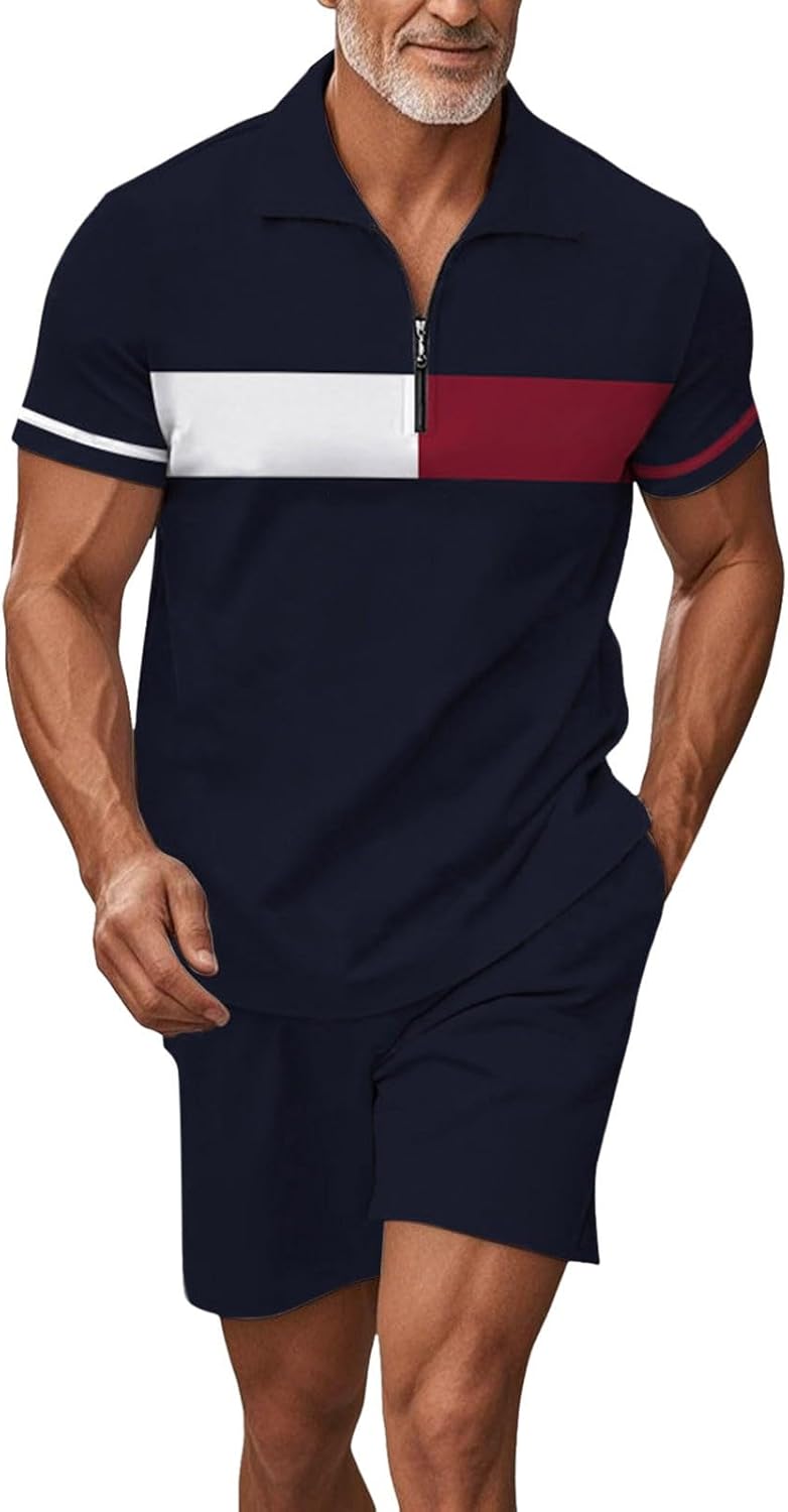 Men's Set of Ete Suits Suits Suits Beach Holiday 2 Pcs Casual Set Shorts T-Shirts 2 Pieces Short Sleeve T-Shirt