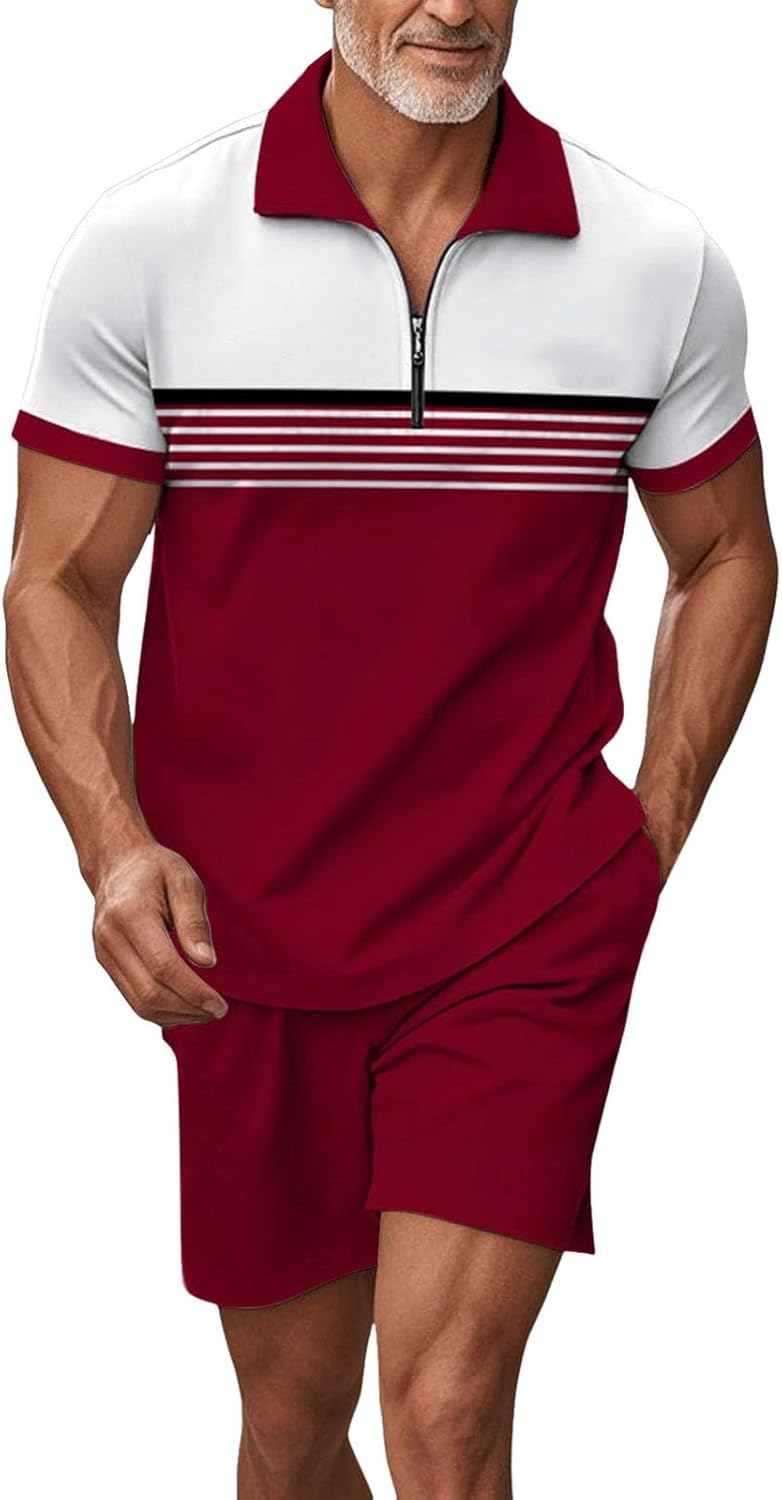 Men's Set of Ete Suits Suits Suits Beach Holiday 2 Pcs Casual Set Shorts T-Shirts 2 Pieces Short Sleeve T-Shirt