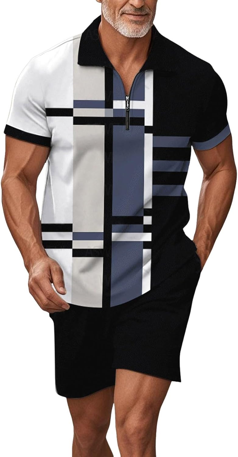 Men's Set of Ete Suits Suits Suits Beach Holiday 2 Pcs Casual Set Shorts T-Shirts 2 Pieces Short Sleeve T-Shirt