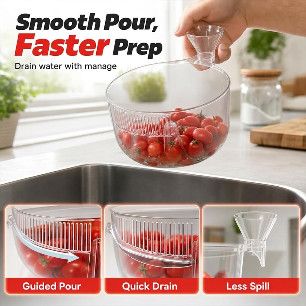 Fruit Automatic Cleaning Drainage Basket, Swirling Berry Washing Bowl, Snail Shaped Fruit Cleaner Bowl, Automatic Fruit Washing And Draining Basket