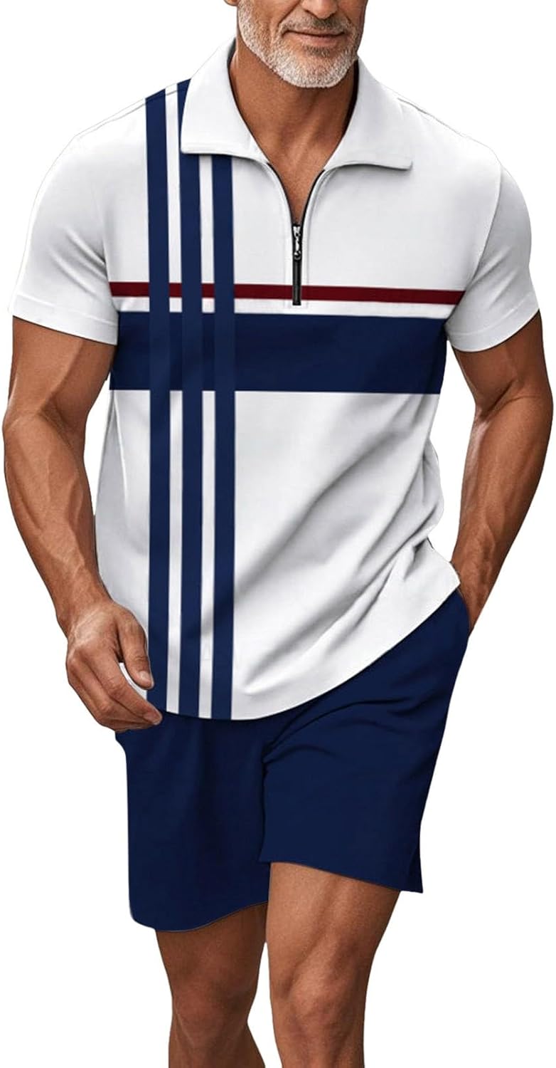 Men's Set of Ete Suits Suits Suits Beach Holiday 2 Pcs Casual Set Shorts T-Shirts 2 Pieces Short Sleeve T-Shirt