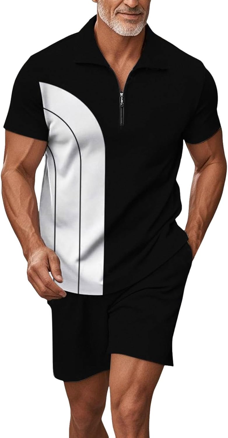 Men's Set of Ete Suits Suits Suits Beach Holiday 2 Pcs Casual Set Shorts T-Shirts 2 Pieces Short Sleeve T-Shirt