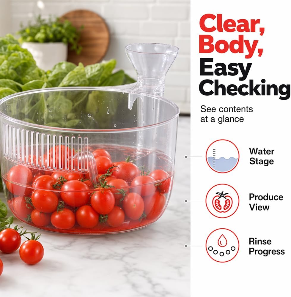 Fruit Automatic Cleaning Drainage Basket, Swirling Berry Washing Bowl, Snail Shaped Fruit Cleaner Bowl, Automatic Fruit Washing And Draining Basket