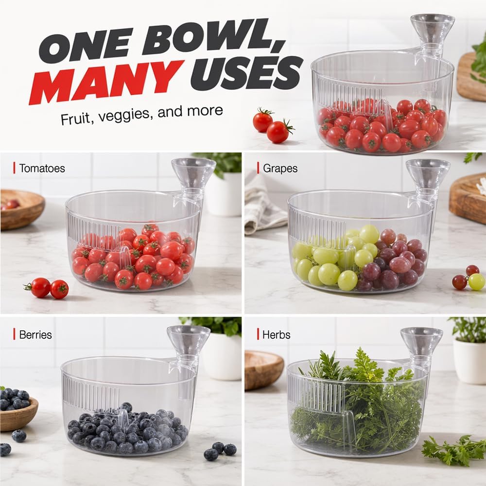Fruit Automatic Cleaning Drainage Basket, Swirling Berry Washing Bowl, Snail Shaped Fruit Cleaner Bowl, Automatic Fruit Washing And Draining Basket