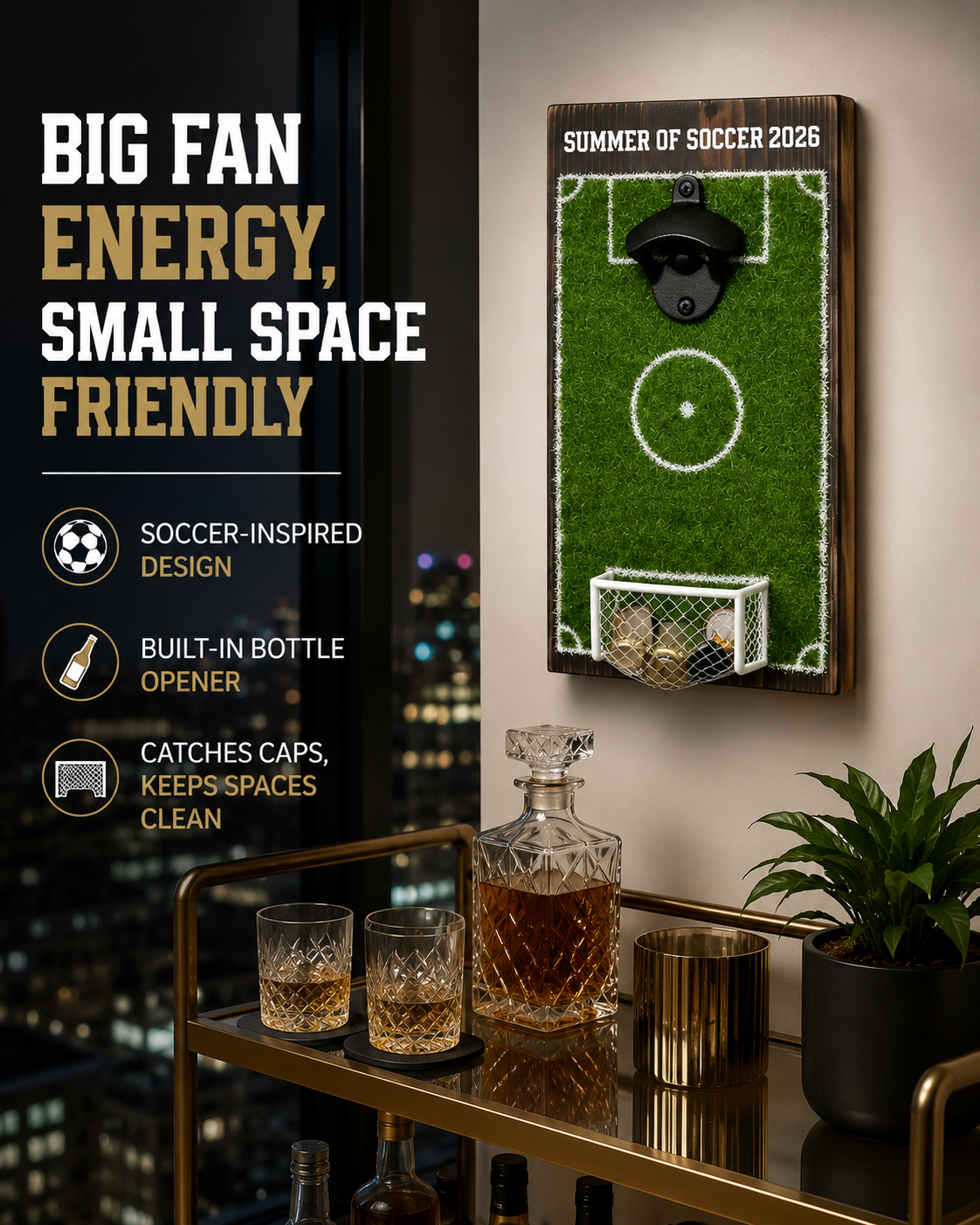 Soccer Field Bottle Opener – Football-Themed Beer Opener for Home Bar