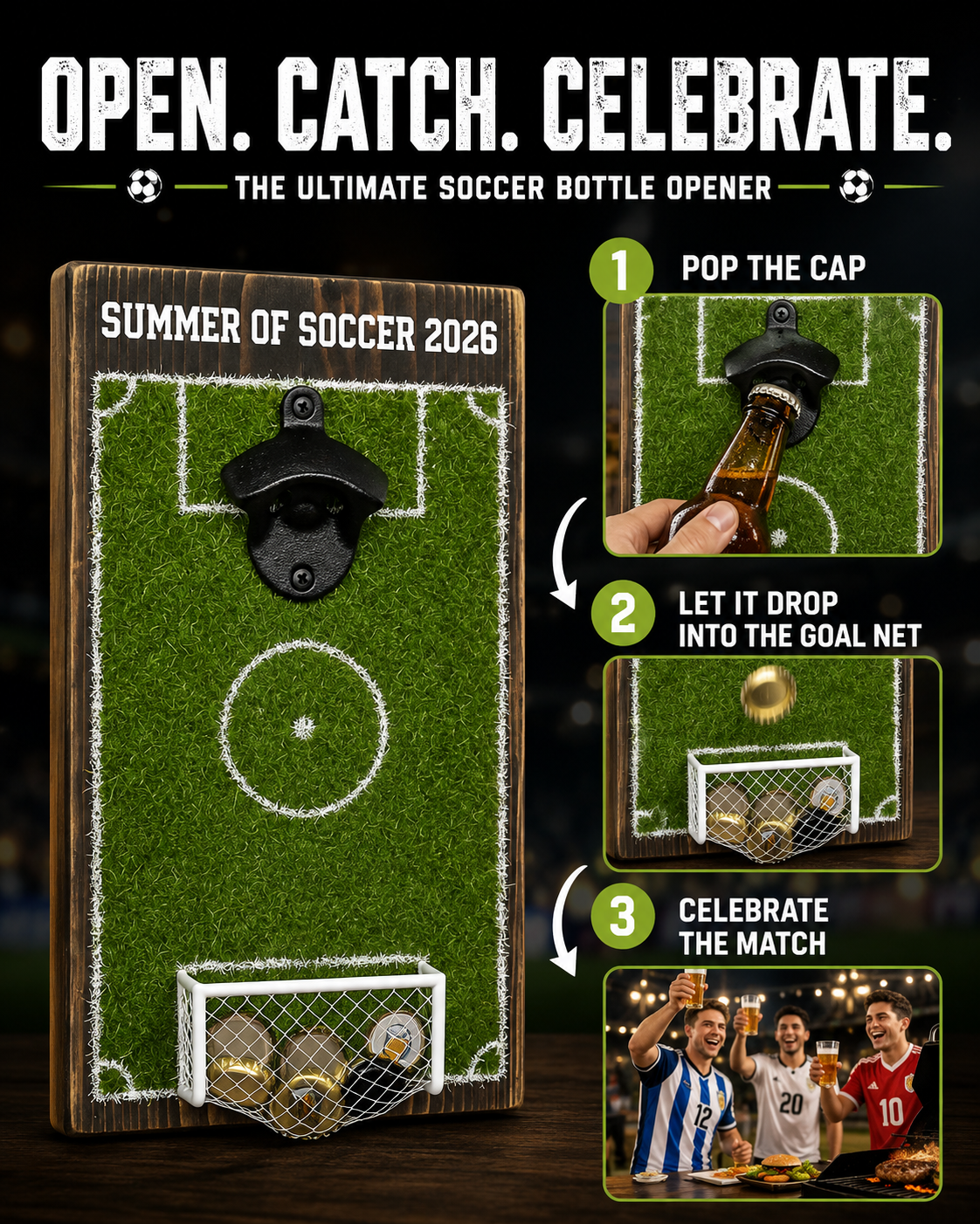 Soccer Field Bottle Opener – Football-Themed Beer Opener for Home Bar