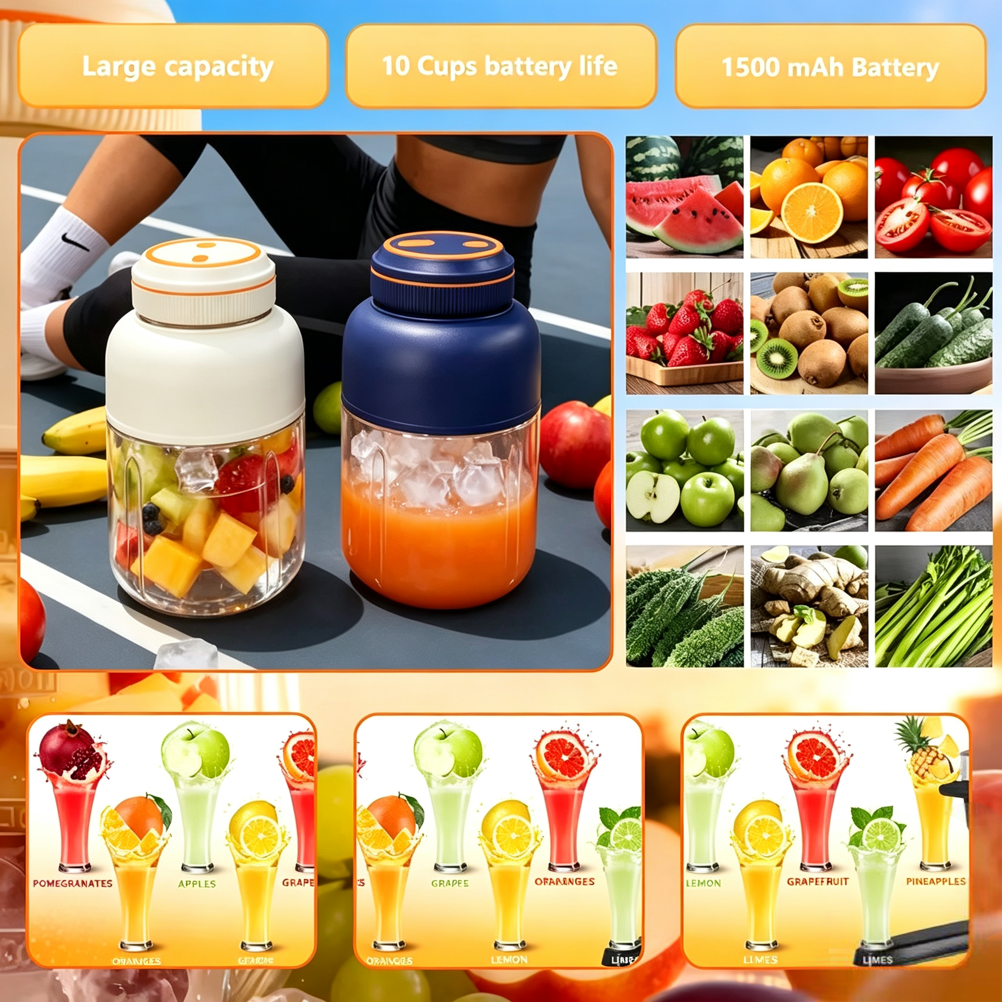 Portable Household Appliances Juicer,USB Summer Essentials Smoothieblender🍓