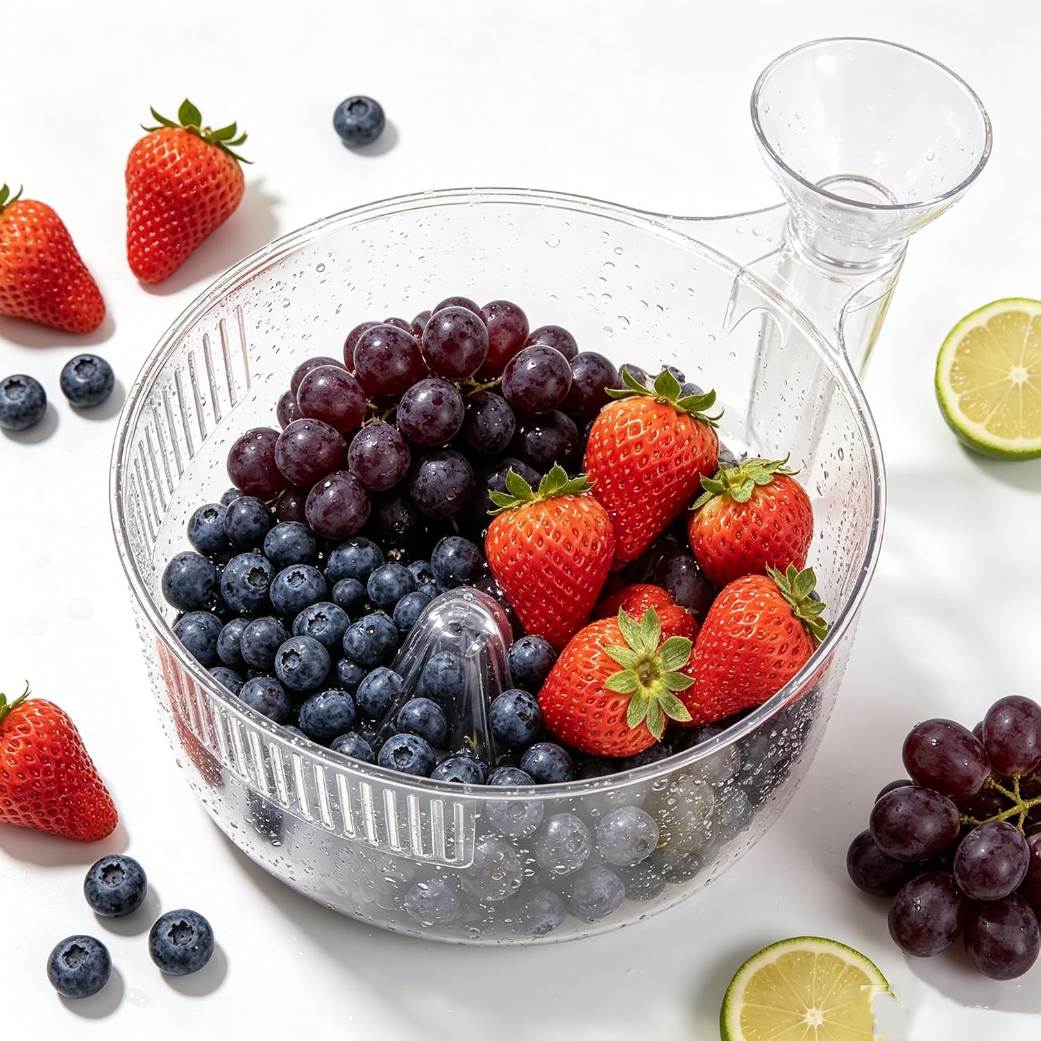 Fruit Automatic Cleaning Drainage Basket, Swirling Berry Washing Bowl, Snail Shaped Fruit Cleaner Bowl, Automatic Fruit Washing And Draining Basket