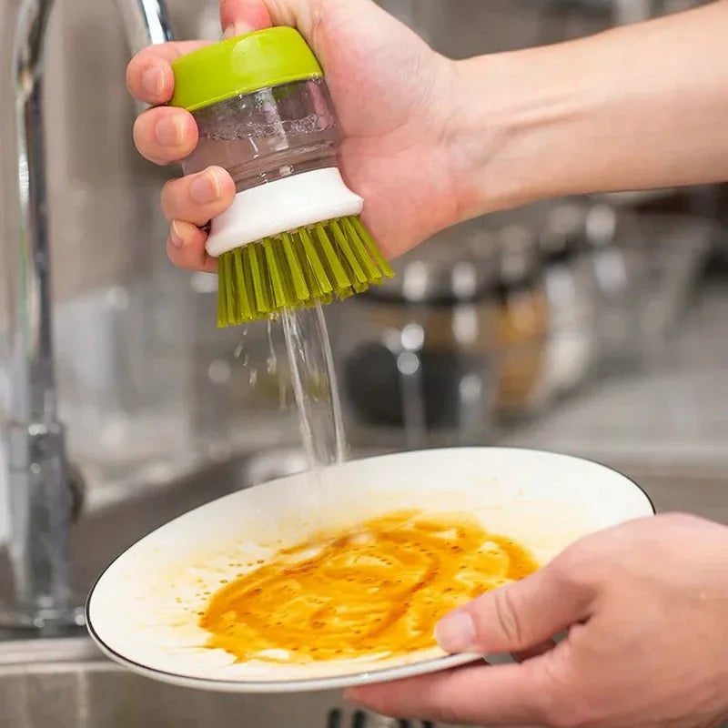 2-in-1 Soap Dispensing Dish Brush with Holder & Drip Tray