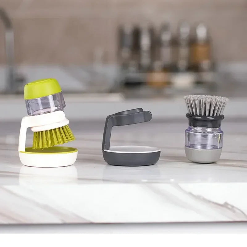 2-in-1 Soap Dispensing Dish Brush with Holder & Drip Tray