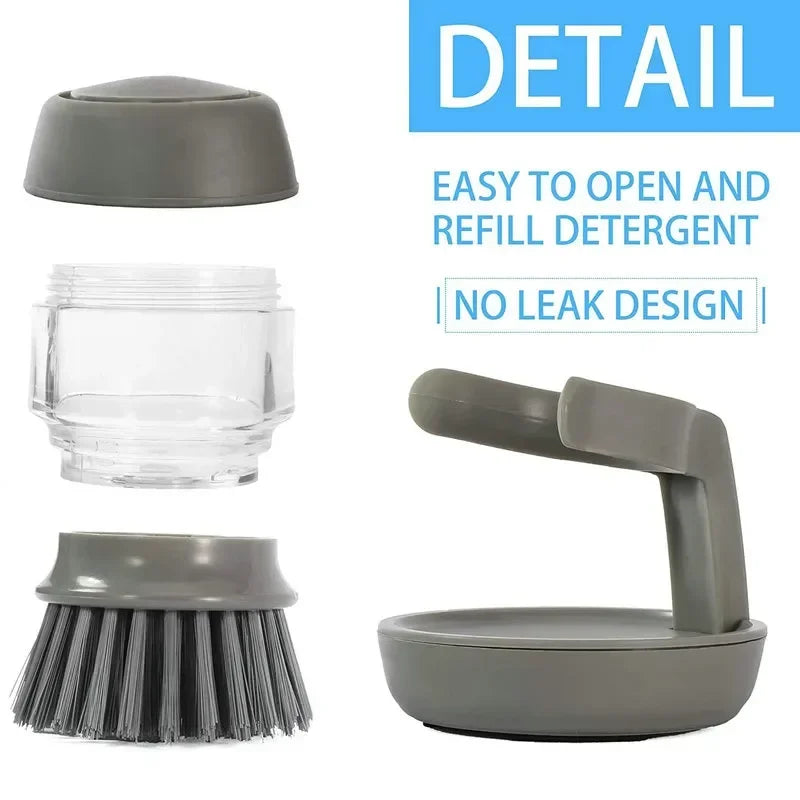 2-in-1 Soap Dispensing Dish Brush with Holder & Drip Tray
