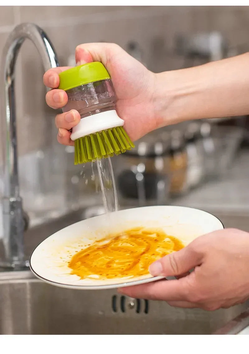 2-in-1 Soap Dispensing Dish Brush with Holder & Drip Tray