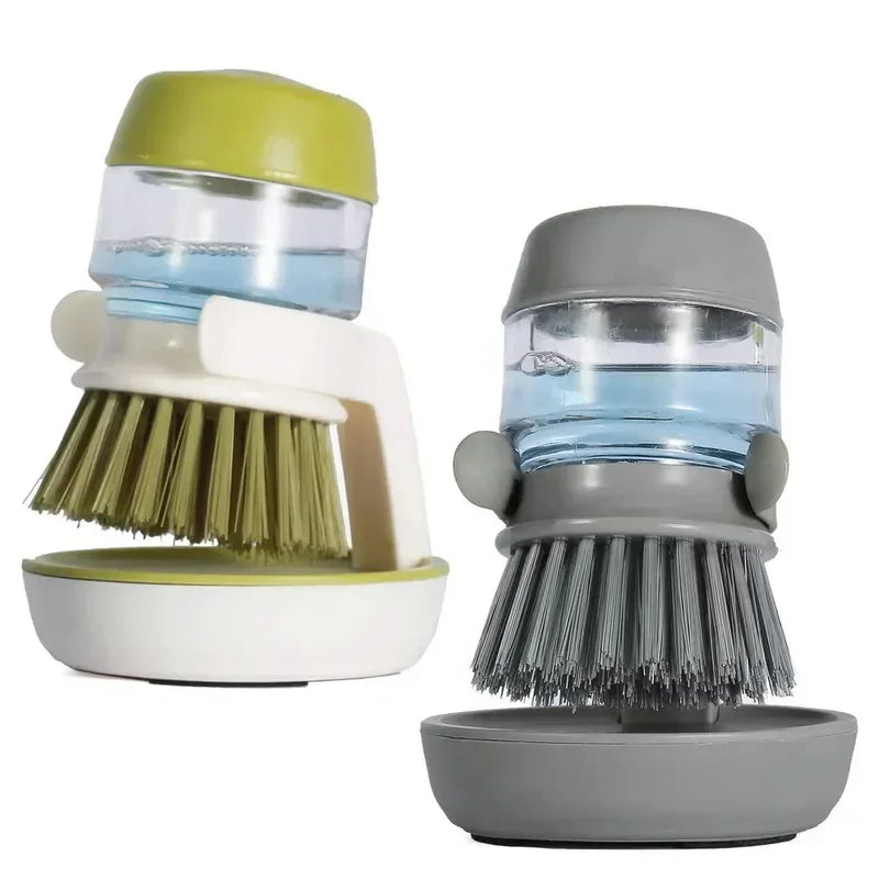 2-in-1 Soap Dispensing Dish Brush with Holder & Drip Tray