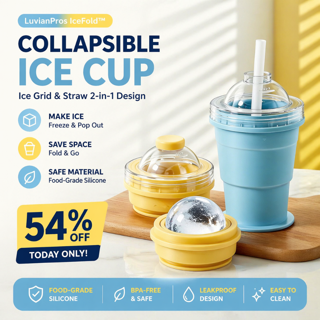 LuvianPros IceFold™ – Foldable Ice Cup with Straw