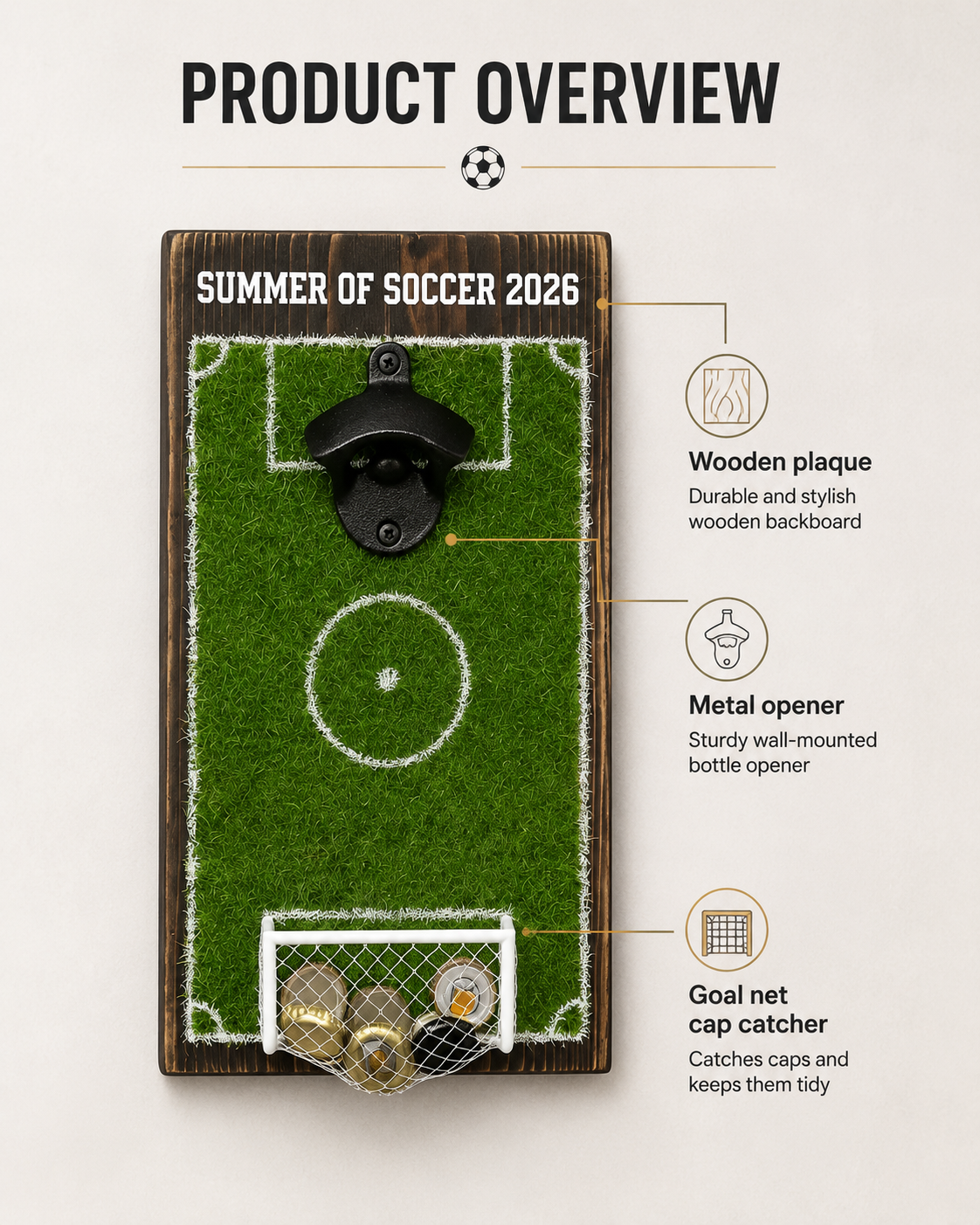 Soccer Field Bottle Opener – Football-Themed Beer Opener for Home Bar