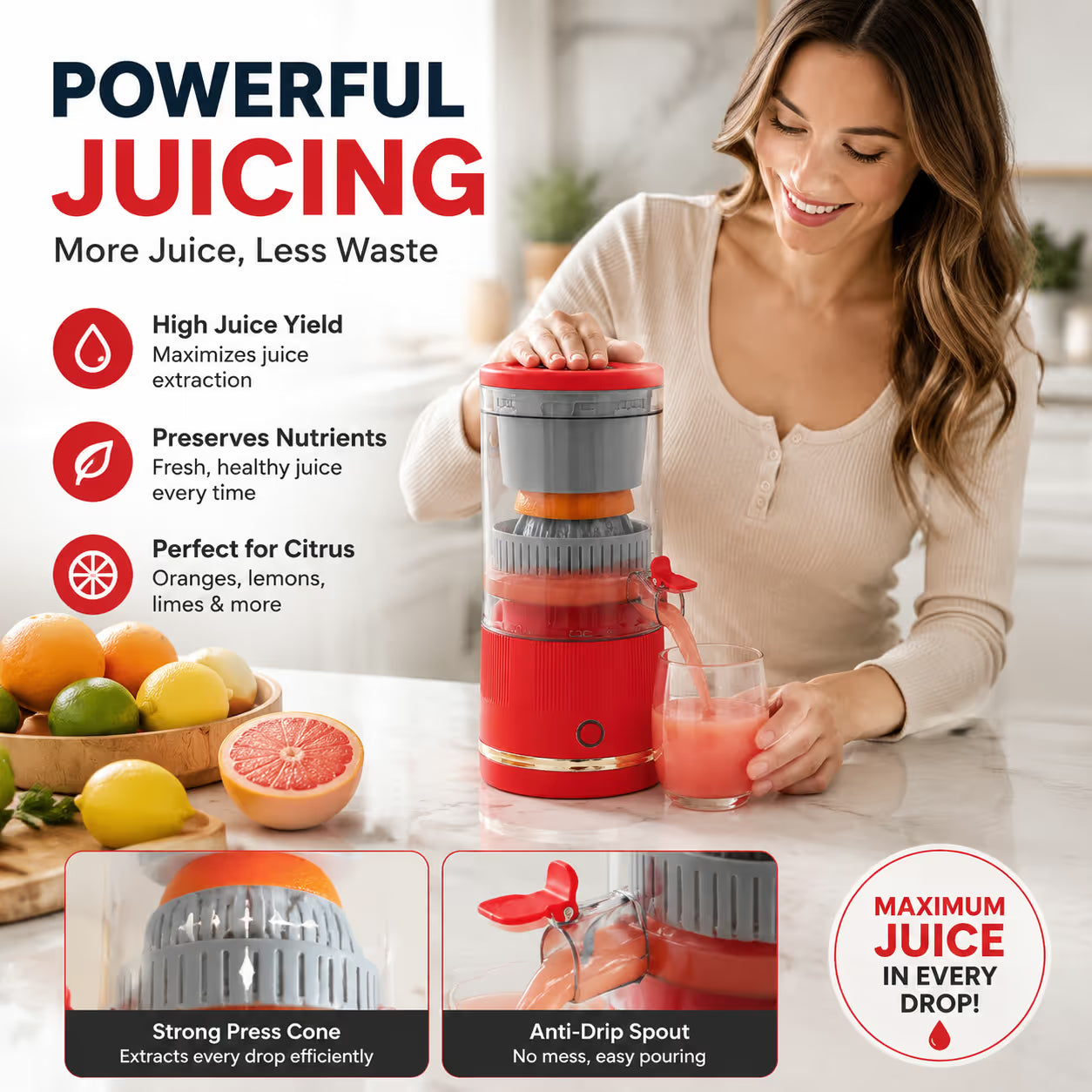 🍊 Lever-Press Automatic Electric Citrus Juicer