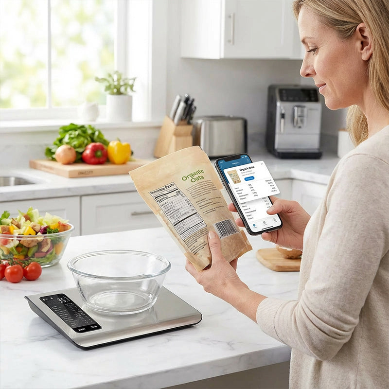 💗LAST WEEK SALE 50% OFF⚡⚖️Digital kitchen scale📊 – measures 19 nutritional values & calories via app, 5kg stainless steel 🥗✅ for healthy eating & weight loss
