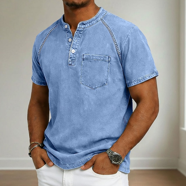 Men's T-shirt, High-neck Shirt, Blouse, Short-sleeved High-neck