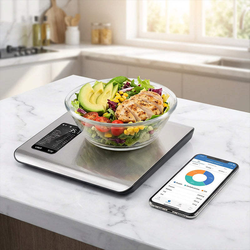💗LAST WEEK SALE 50% OFF⚡⚖️Digital kitchen scale📊 – measures 19 nutritional values & calories via app, 5kg stainless steel 🥗✅ for healthy eating & weight loss