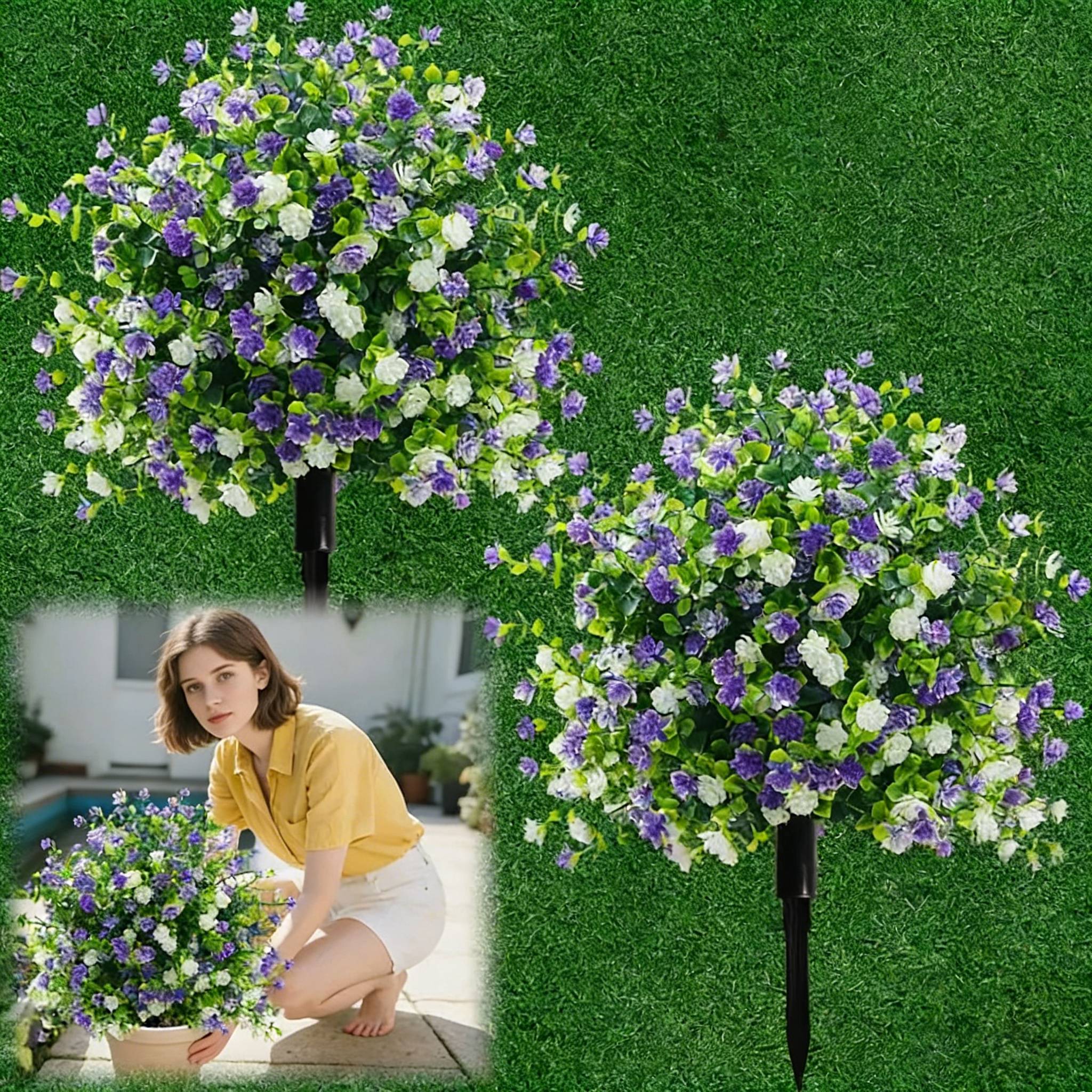 🌼Artificial potted trees with ground stakes