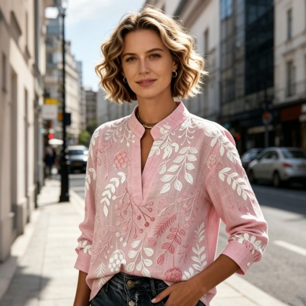 Artisanal Style: The Stand Collar Floral Blouse 🌸